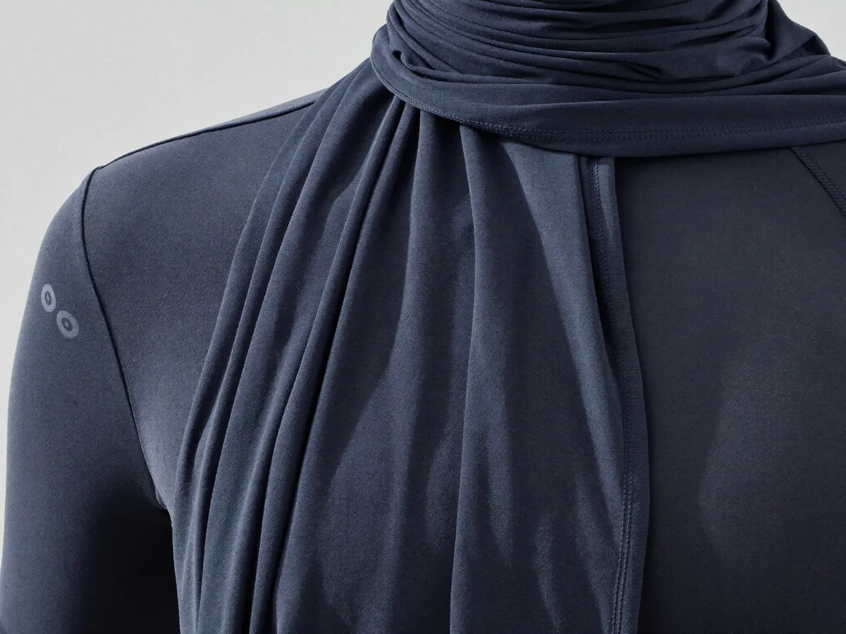 Close-up of breathable navy activewear fabric