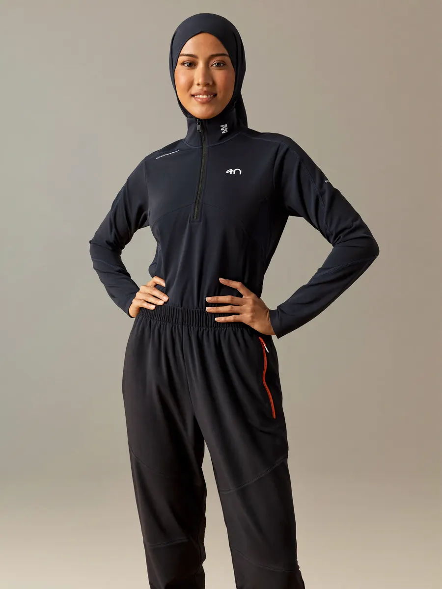 Studio look of navy modest sportswear set
